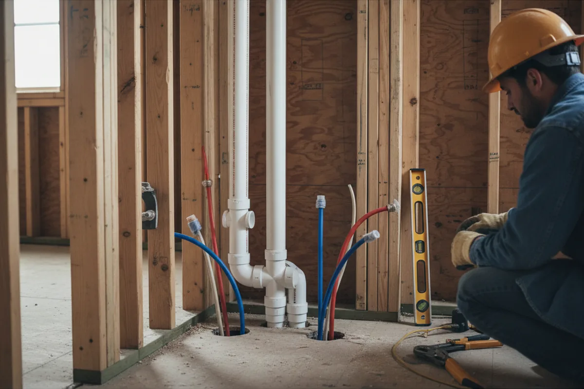 Drain and supply rough-in during Leak Detection in Rough And Ready